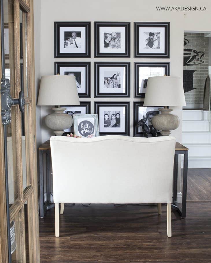 black and white photo gallery wall