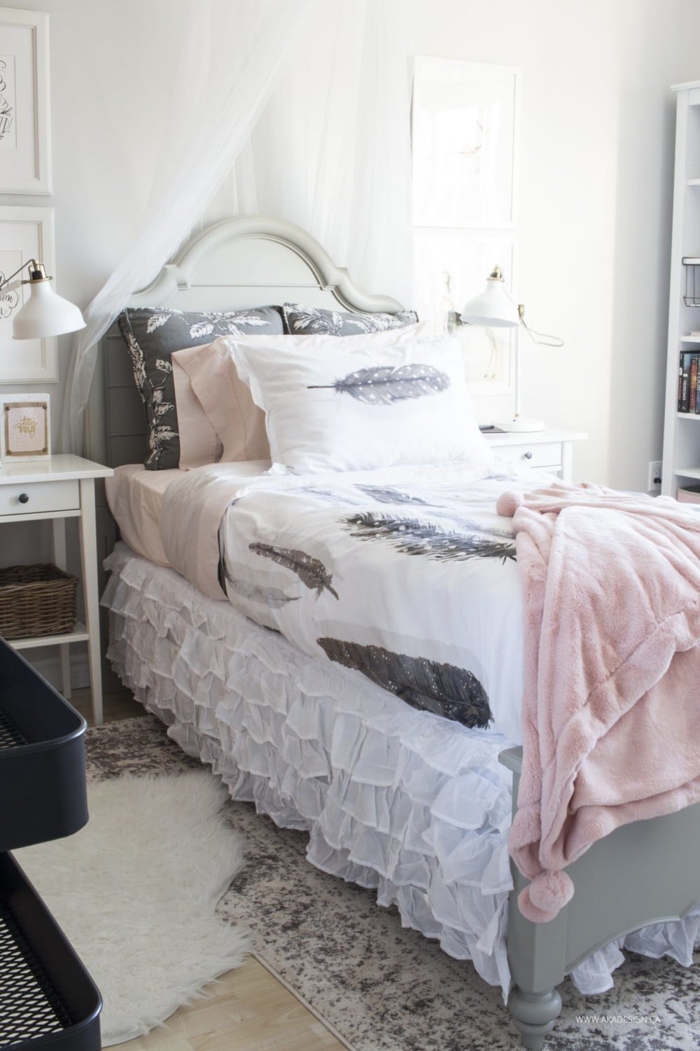 pink and gold girl's bedroom makeover