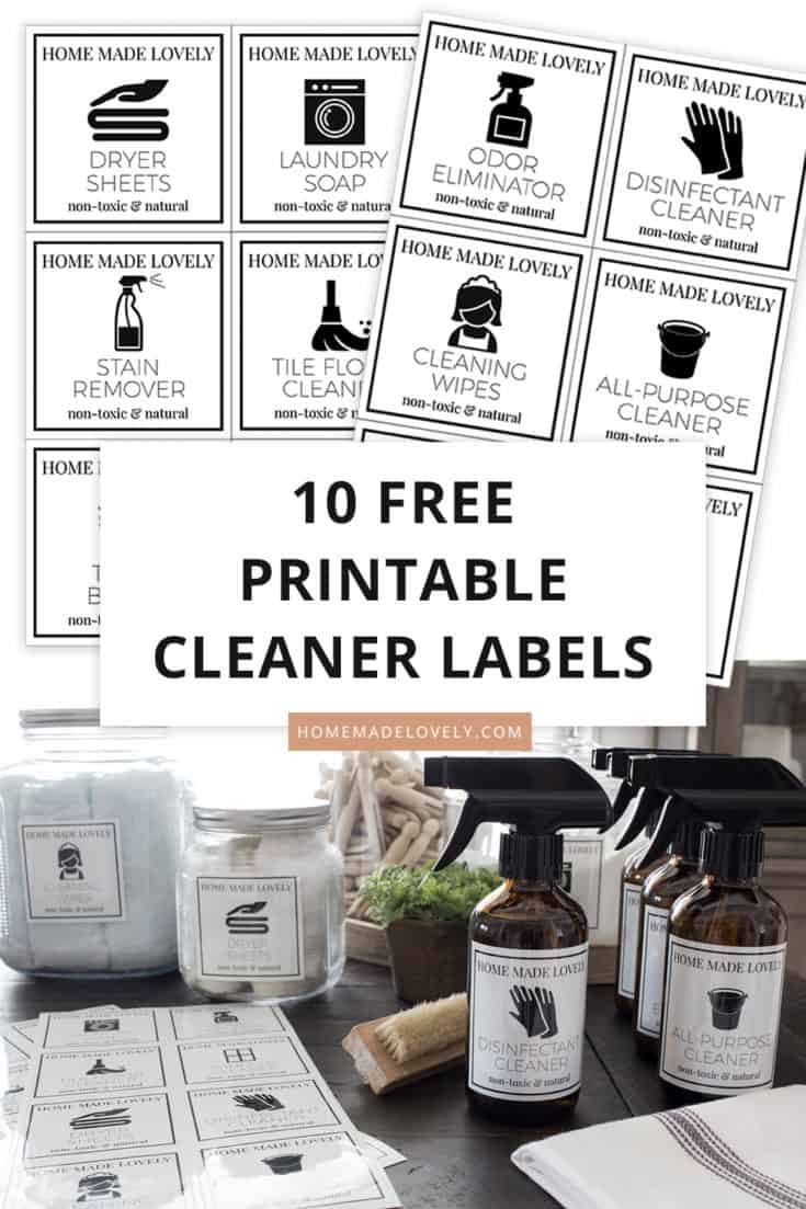 10 Free Printable Labels for Homemade Cleaning Products