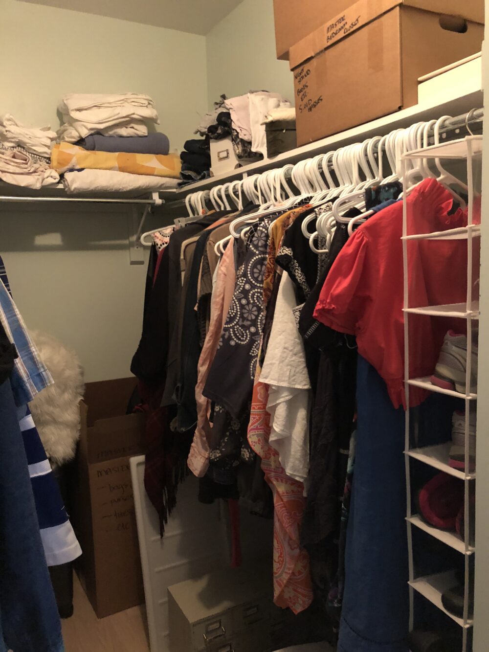 master bedroom closet before organizing