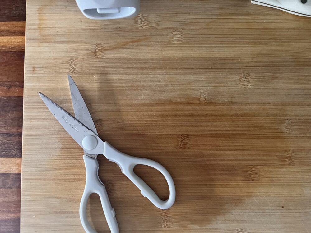 scissors on the cutting board