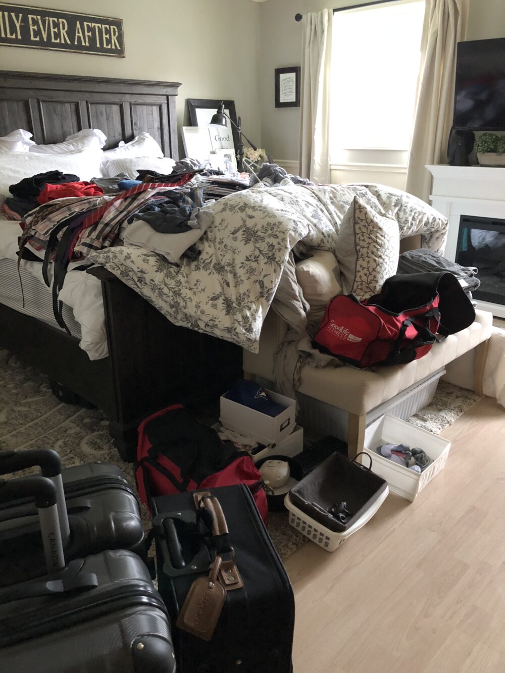master bedroom closet mess in room
