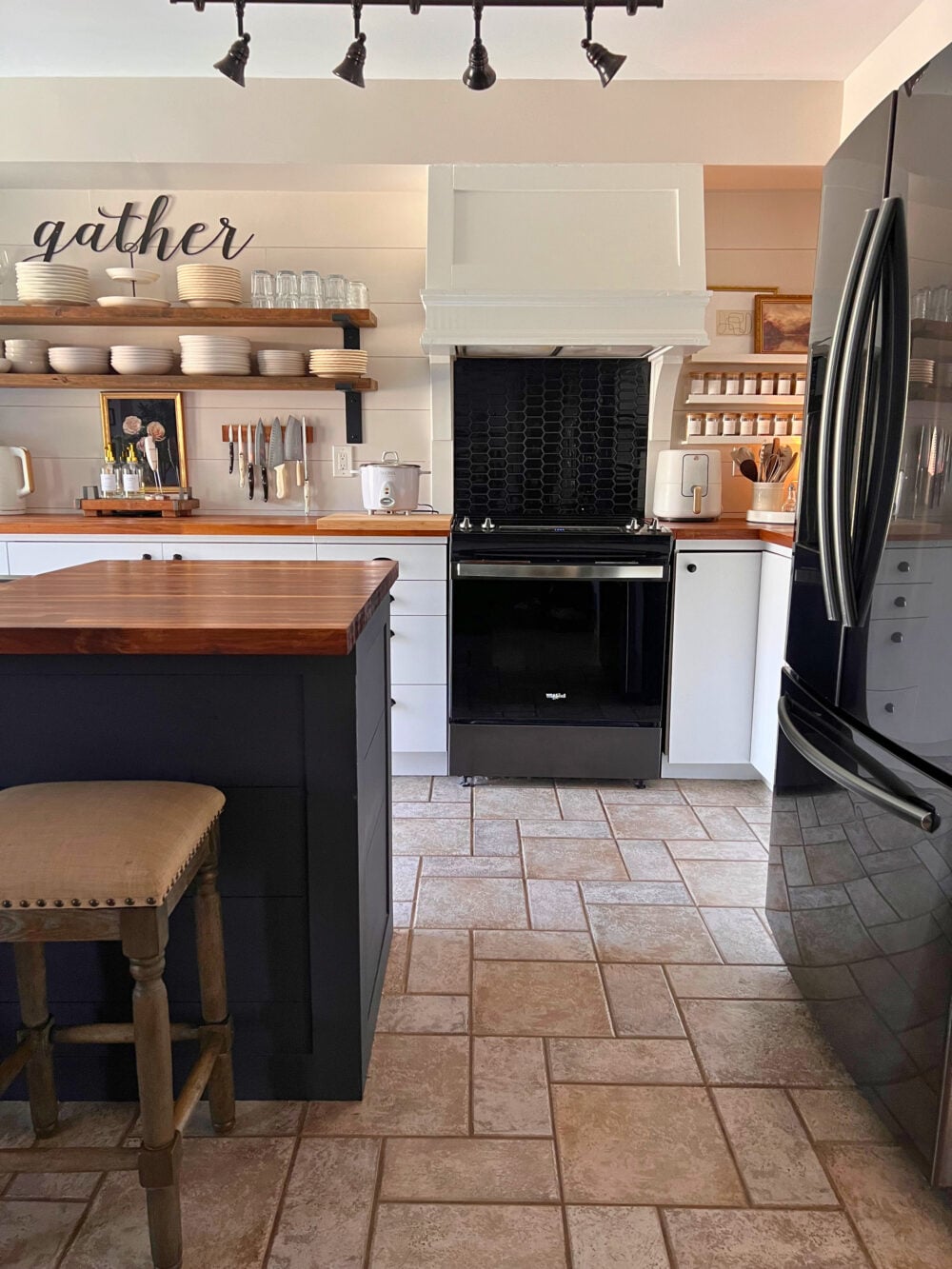 Kitchen stove edge of island