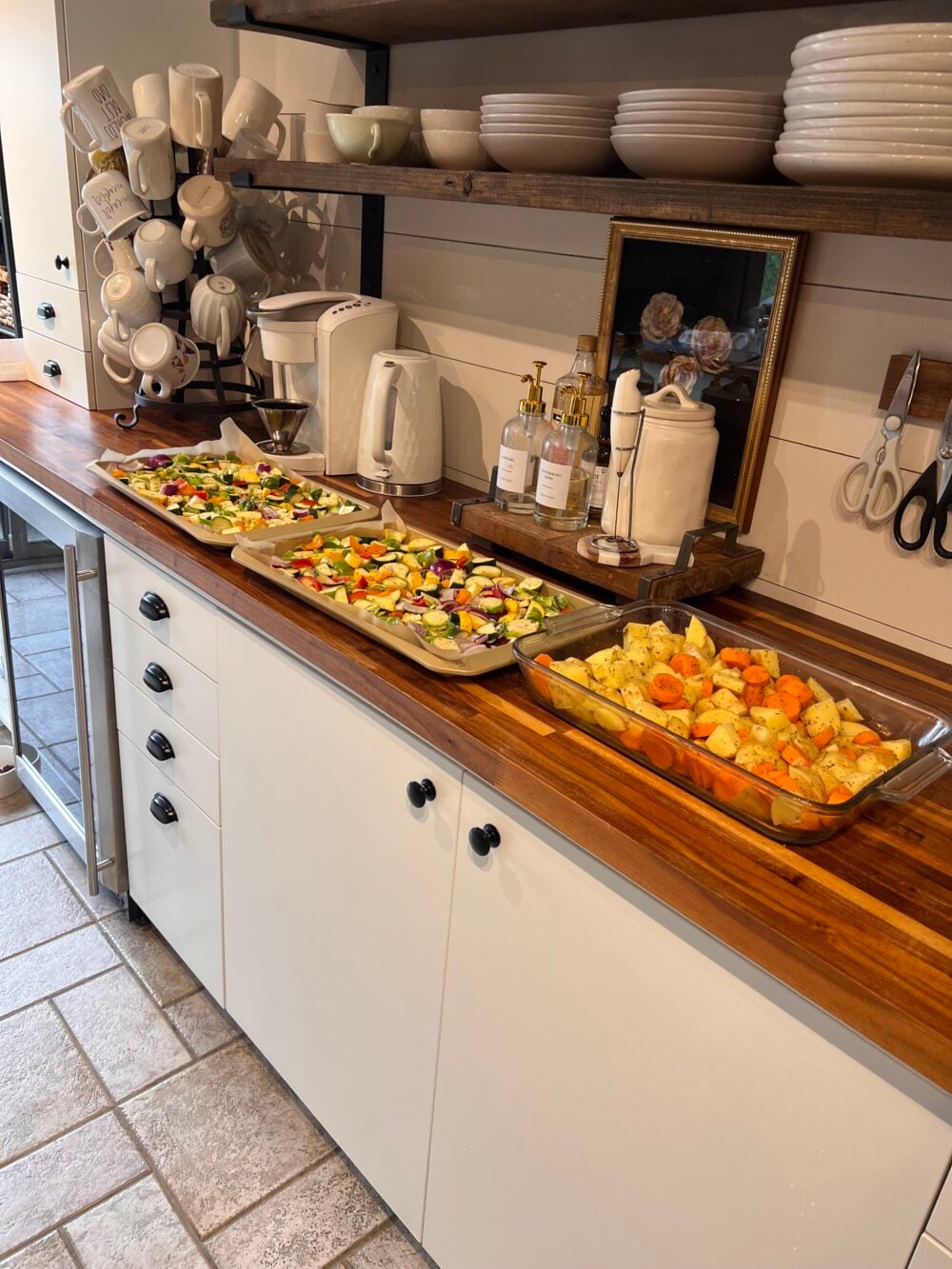 food prep on back counter