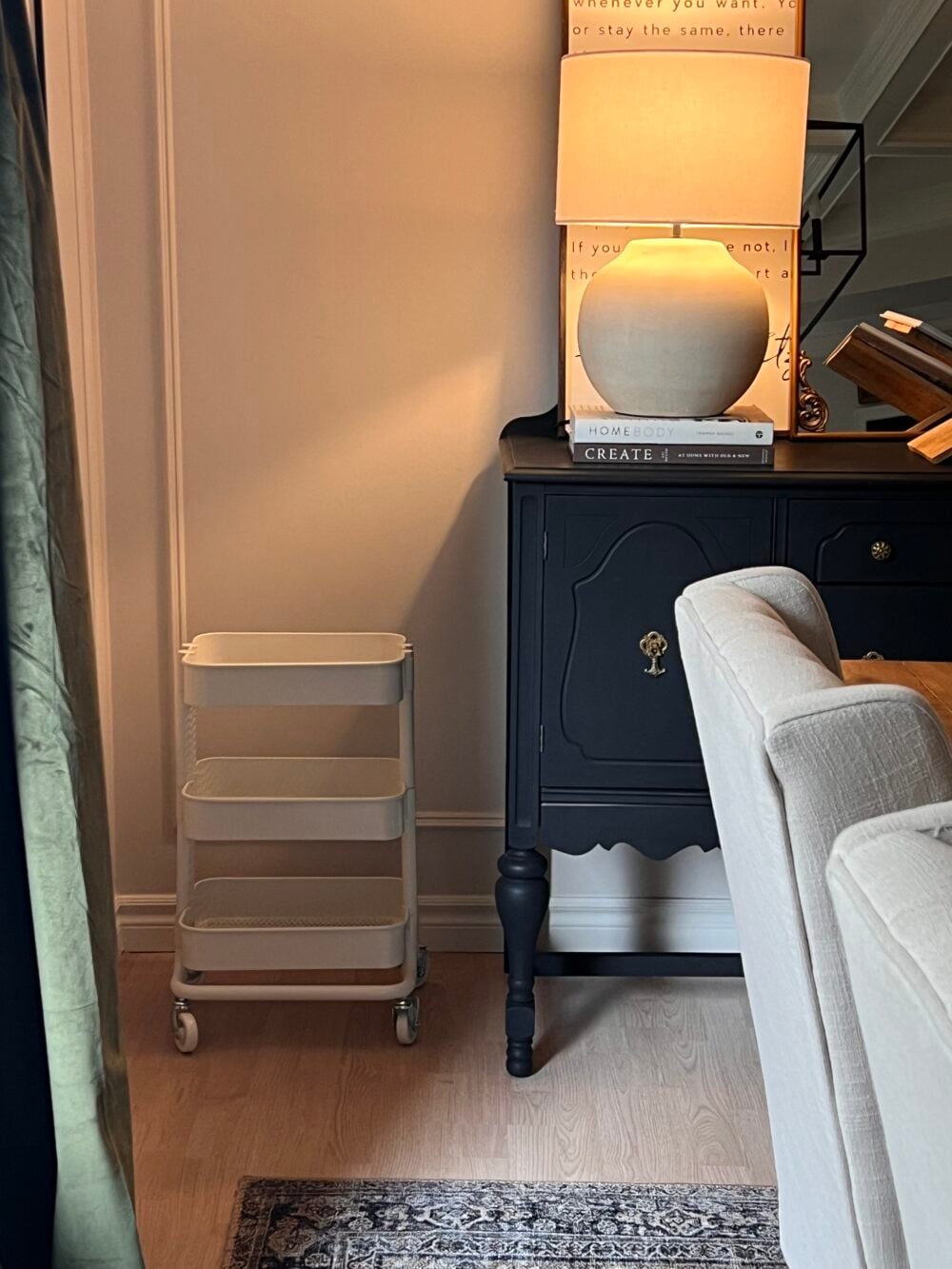 ikea cart in dining room