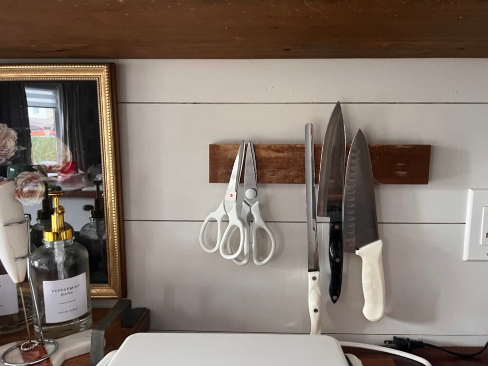 scissors in kitchen on wall knife block